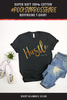 'HUSTLE WITH LOVE' Collection Women's T-shirt, Black & Gold